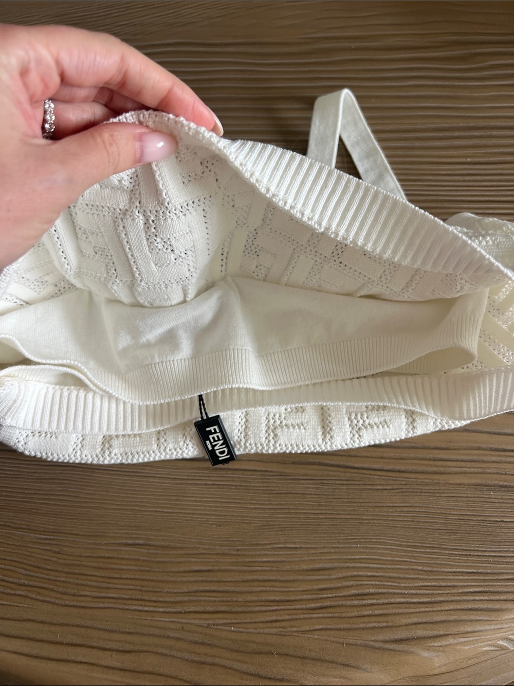 Fendi Cream FF Jacquard Knit Bandeau Top Xs - Picture 7 of 7